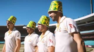 Watch David Warner, Nathan Lyon, Pat Cummins, Usman Khawaja try bucket crowns
